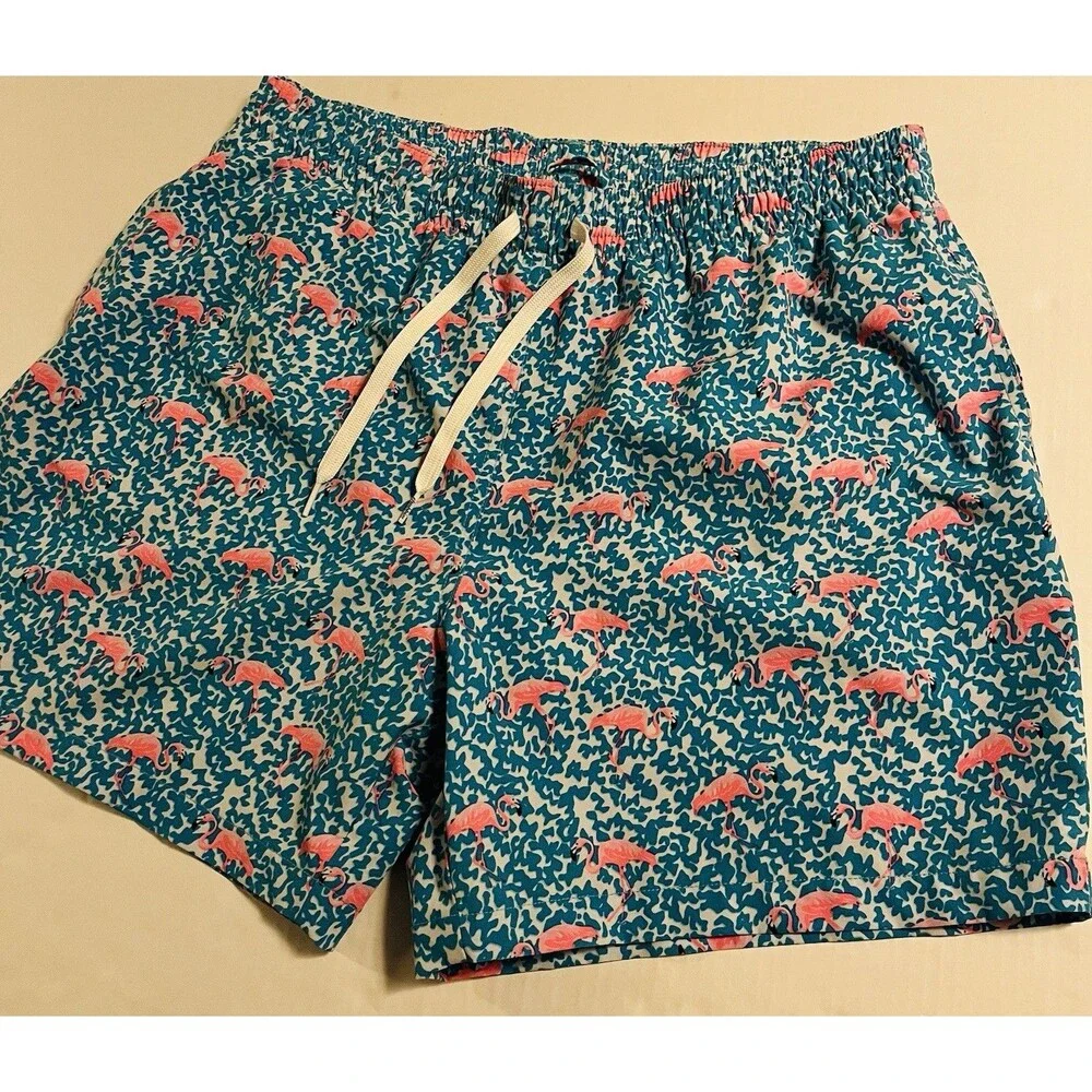 NEW Chubbies Tropical Flamingo All Over Print Swim Trunks Suit Shorts XL Lined